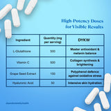 L-Glutathione, Grape Seed & Vitamin C for Brightening, Hydration & Anti-Ageing