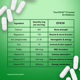 Iron, Calcium, Vitamin D3 & B-Complex for Energy, Immunity & Bone Health